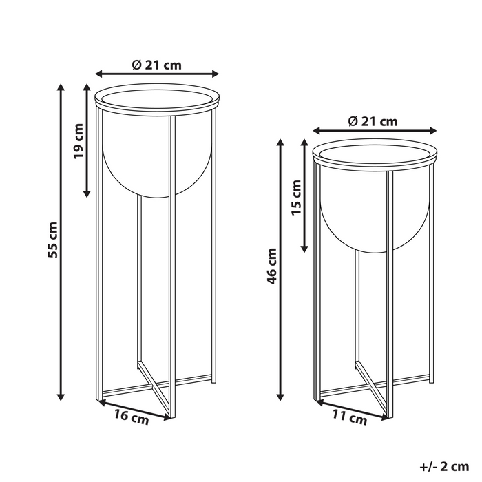 Beliani - THUJA - Bloempot set van 2 - Zwart - Metaal