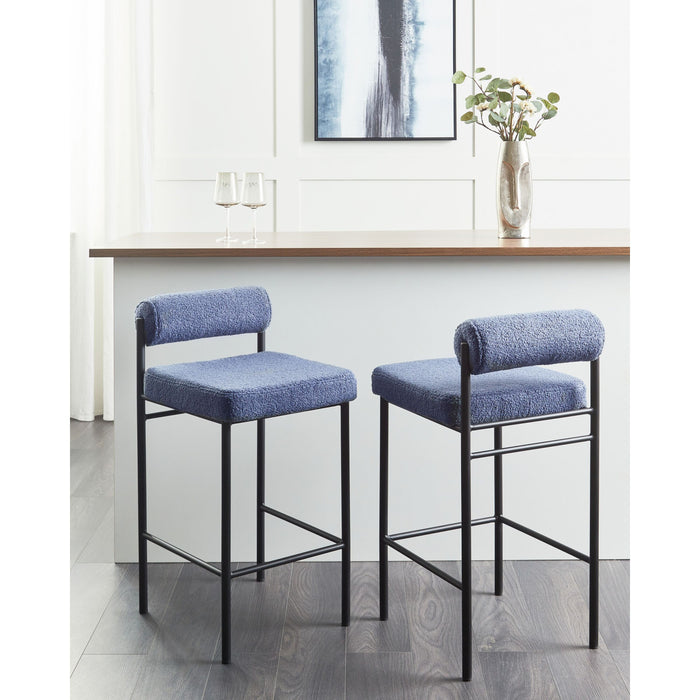 Beliani - AMAYA - Barkruk set van 2 - Donkerblauw - Polyester