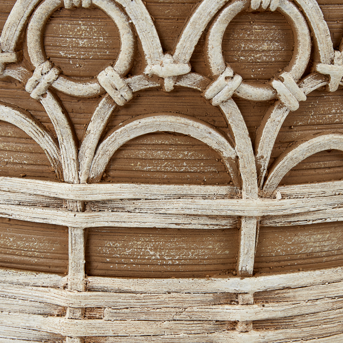 Beliani - CYRTOMIUM - Bloempot - Lichtbruin - Magnesium