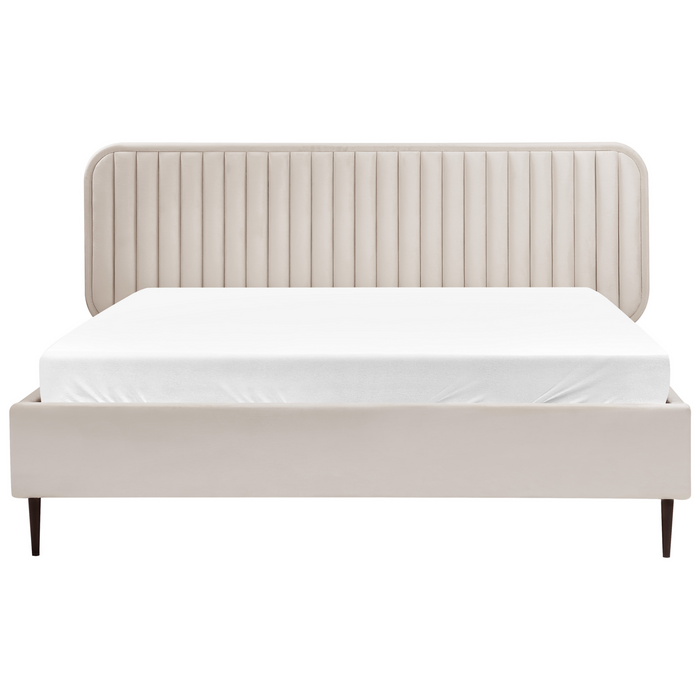 Beliani - BRIN - Tweepersoonsbed - Beige - 160 x 200 cm - Fluweel