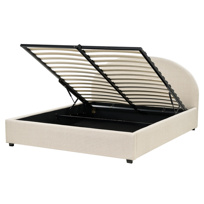Beliani-VAUCLUSE-Bed met opbergruimte-Beige-160x200 cm-Polyester