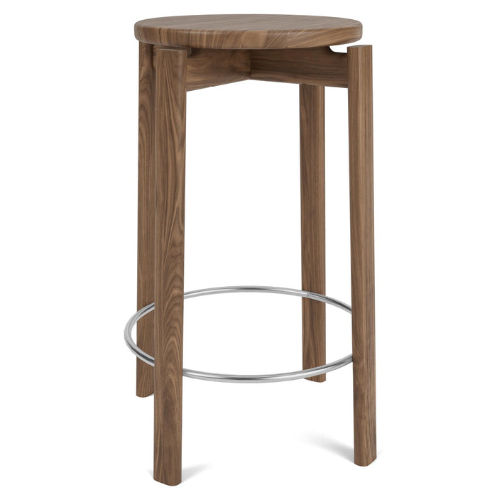 Audo Copenhagen Passage barkruk H65 walnoot|roestvrijstaal