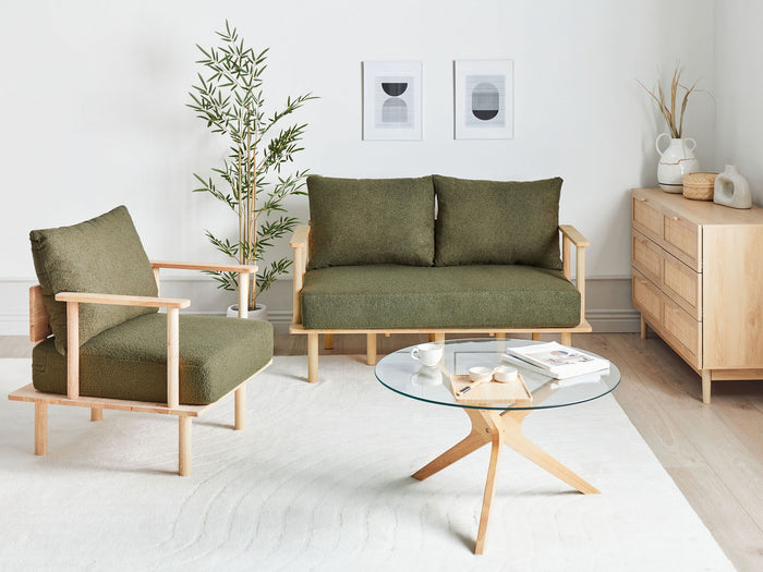 Beliani - ASKER - Woonkamer set - Donkergroen - Bouclé