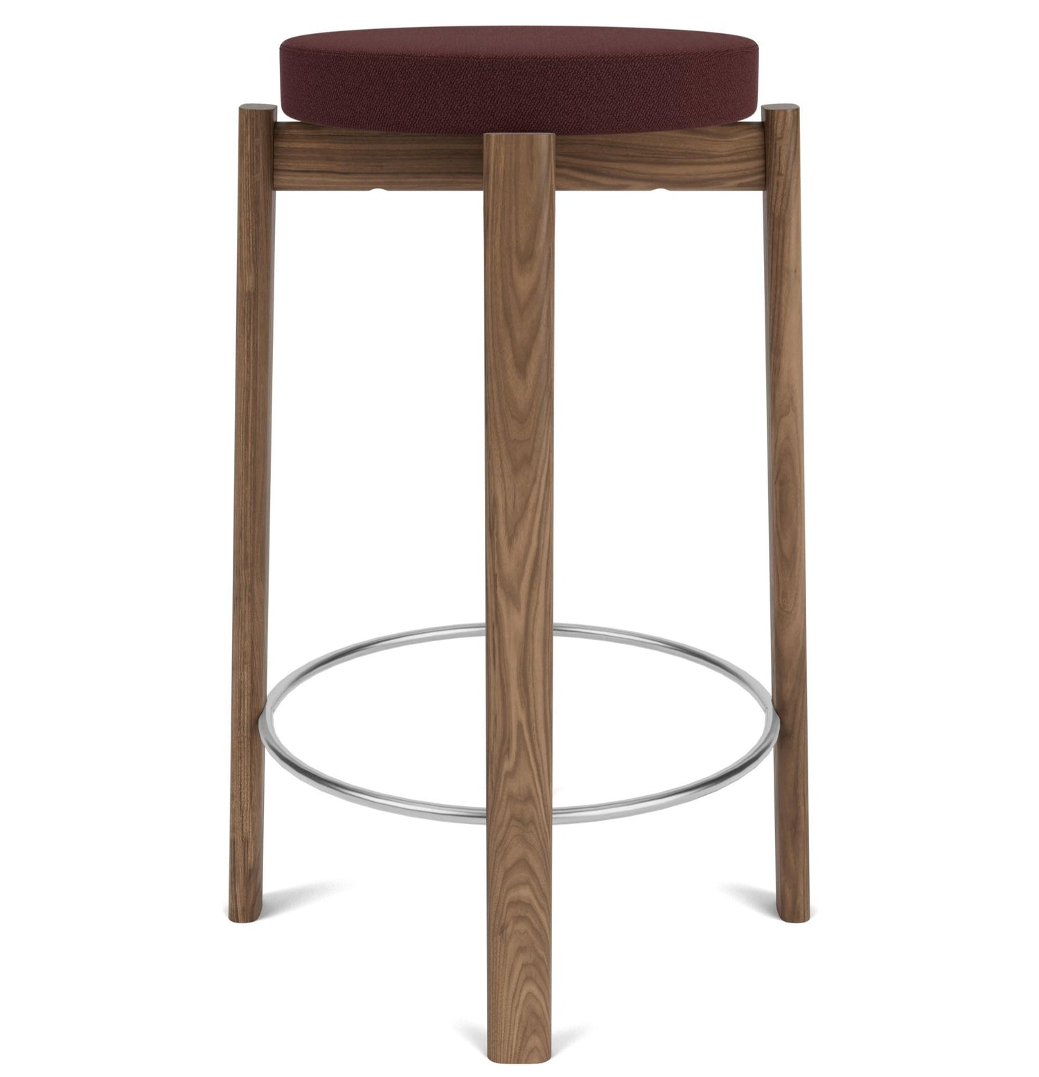 Audo Copenhagen Passage barkruk H66 walnoot Vidar Burgundy 0693|staal