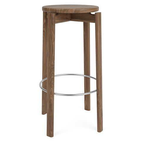 Audo Copenhagen Passage barkruk H75 walnoot|roestvrijstaal