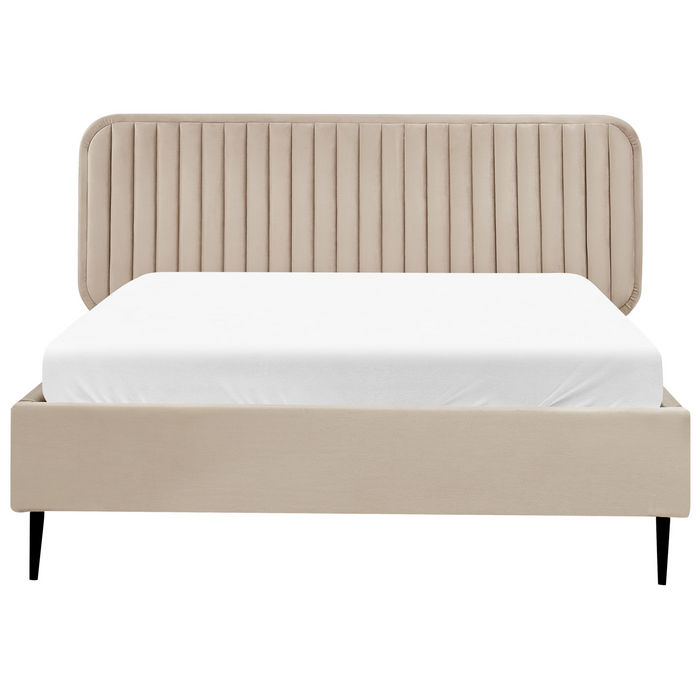 Beliani - BRIN - Tweepersoonsbed - Taupe - 140 x 200 cm - Fluweel
