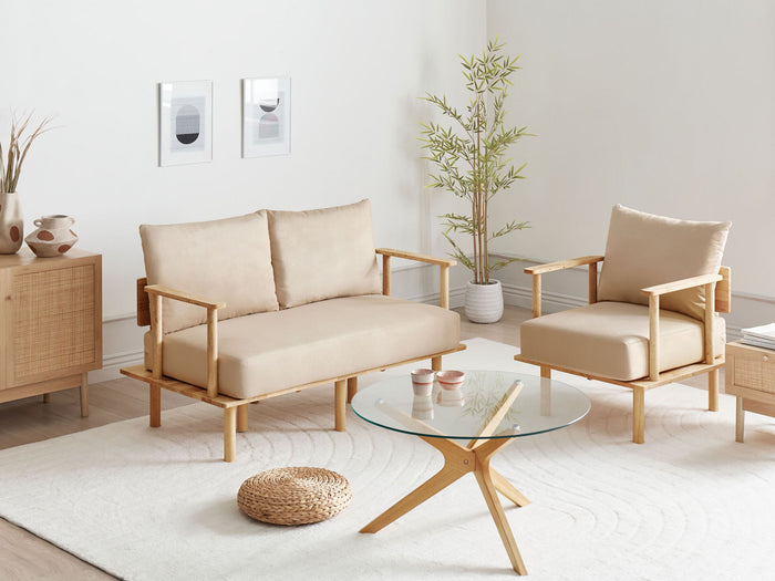 Beliani - ASKER - Woonkamer set - Zandbeige - Polyester