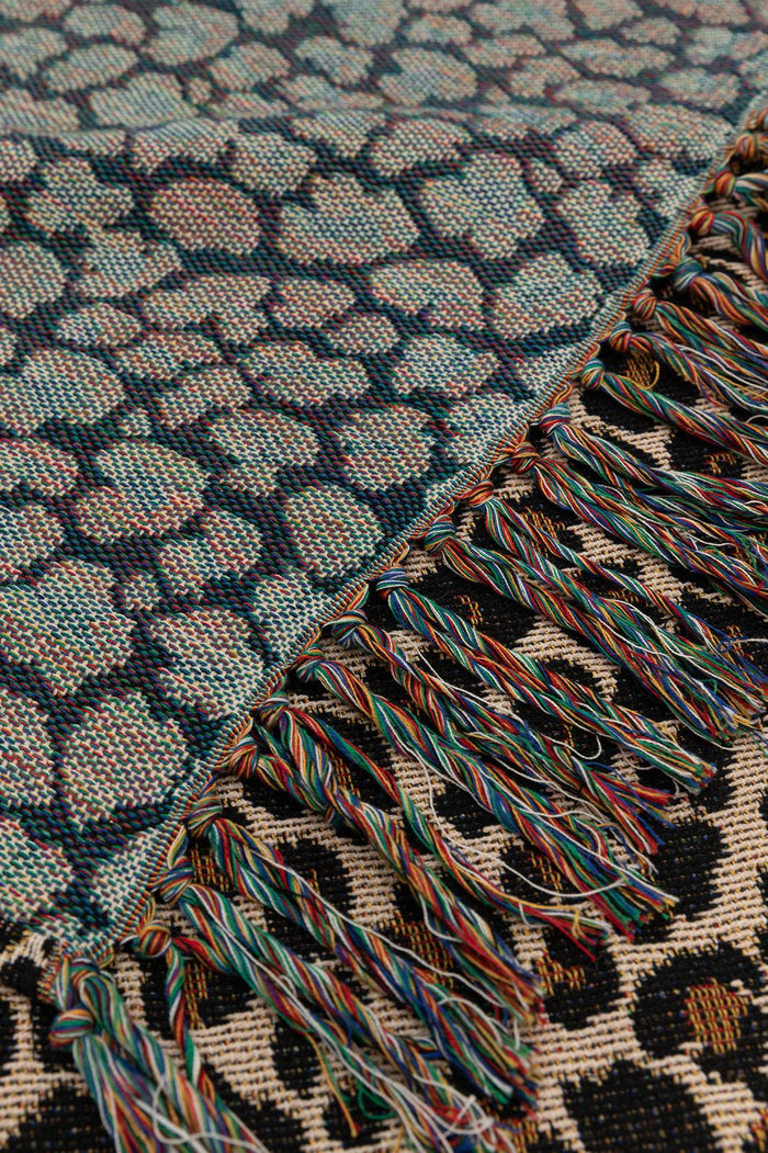 Sissy-Boy Bruine jacquard geweven sprei met leopard print (200x250)