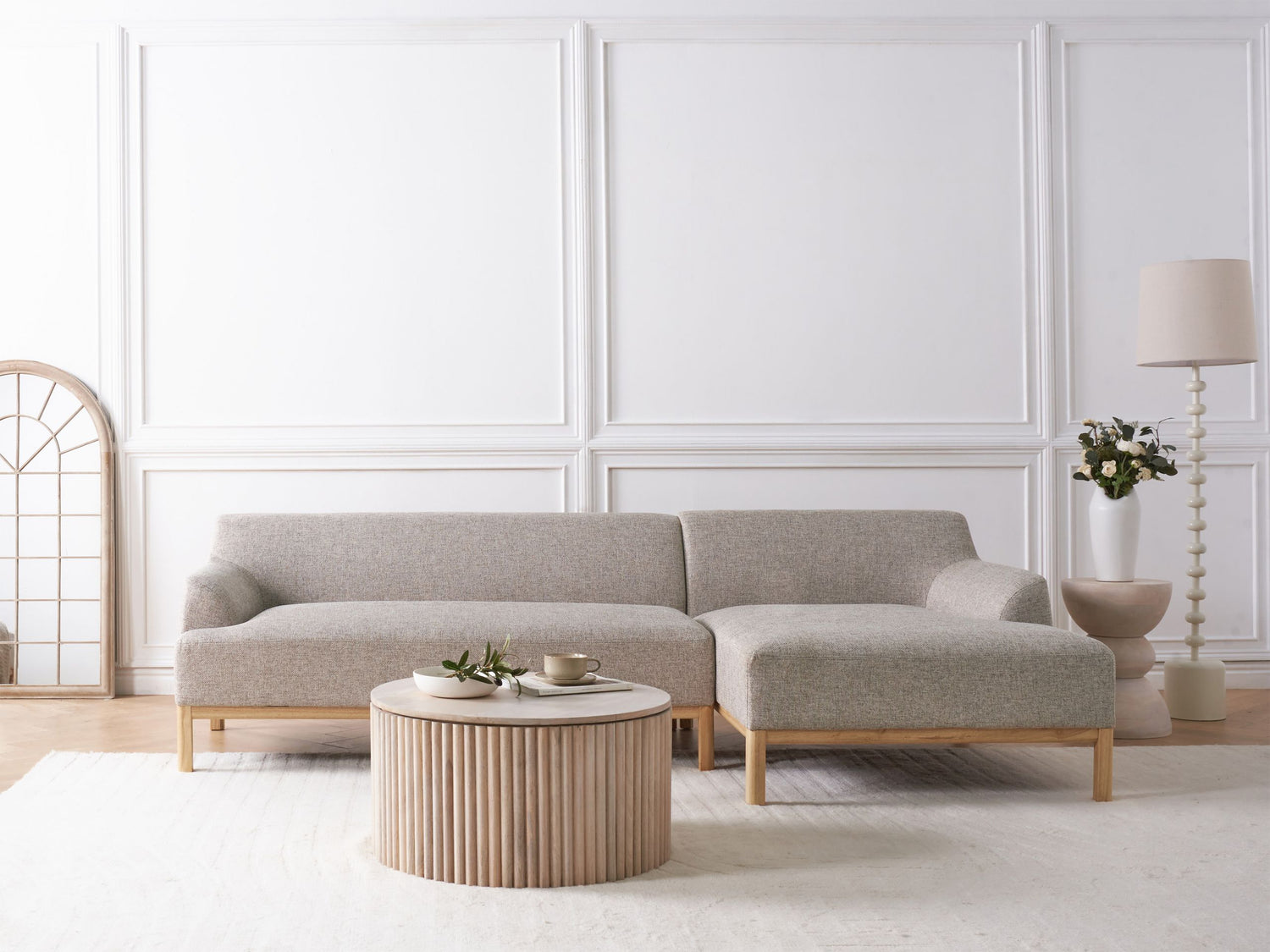 Beliani - SOSJO - Hoekbank - Lichtbruin - Linkszijdig - Polyester