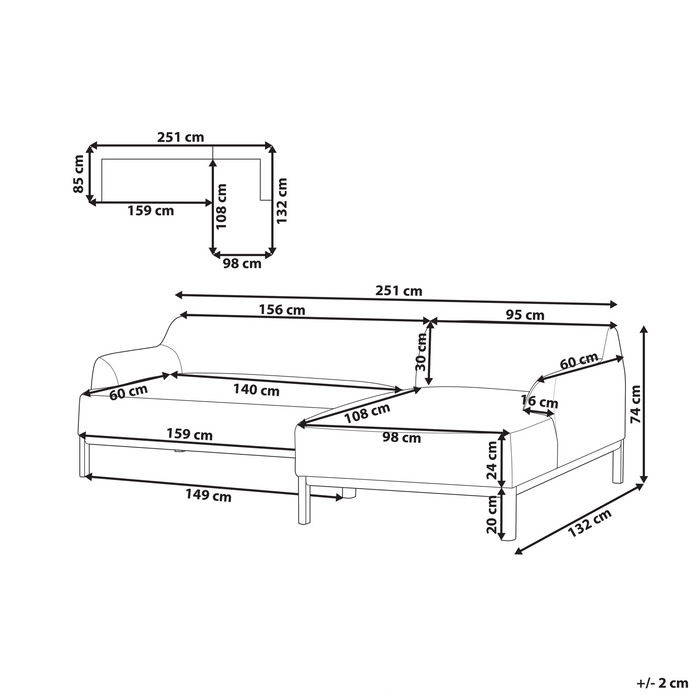 Beliani - SOSJO - Hoekbank - Lichtbruin - Linkszijdig - Polyester
