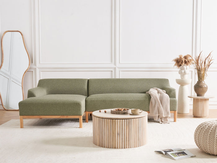 Beliani - SOSJO - Hoekbank - Olijfgroen - Rechtszijdig - Polyester