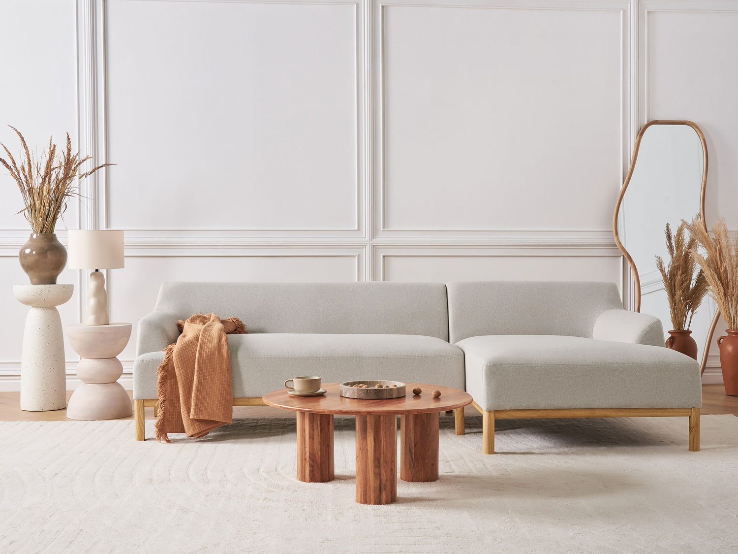 Beliani - SOSJO - Hoekbank - Lichtbeige - Linkszijdig - Polyester