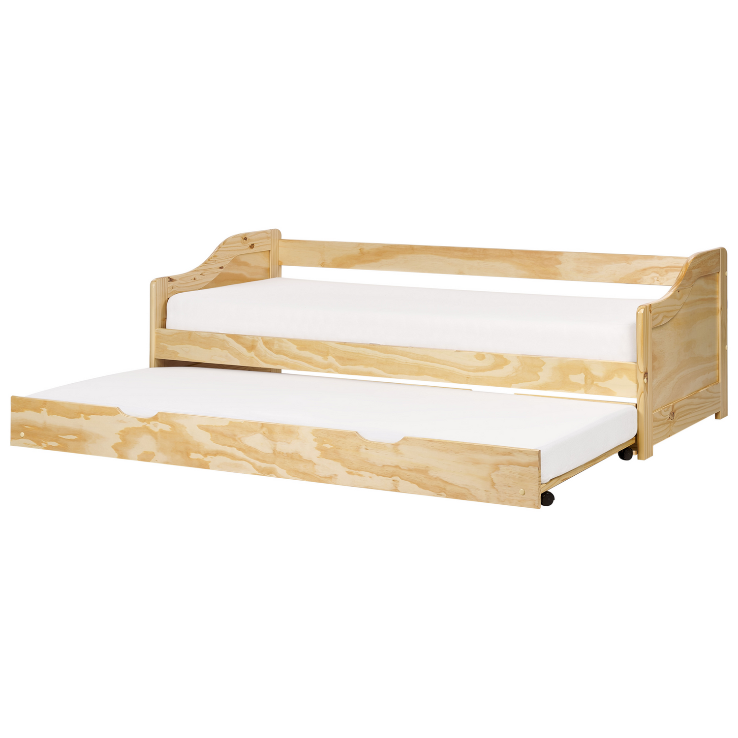 Beliani - LUNERAY - Onderschuifbed - Lichtbruin - 90 x 200 cm - Hout