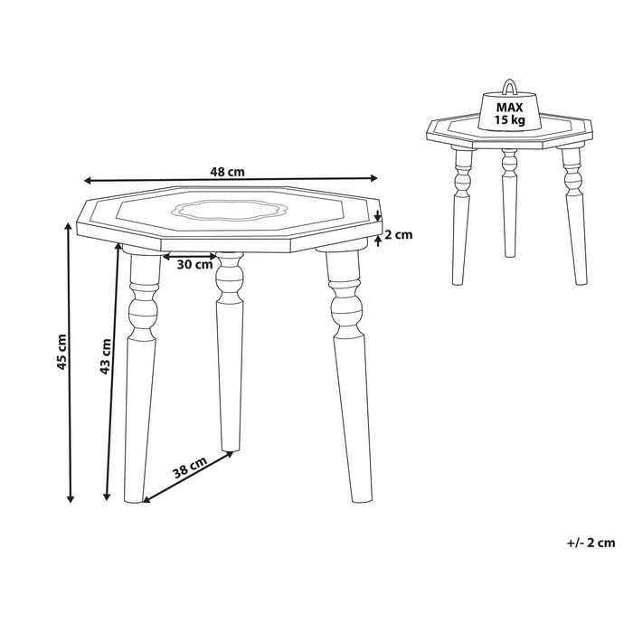 Beliani - WANDILO - Bijzettafel - Donkerbruin - 48 x 48 cm - Mangohout