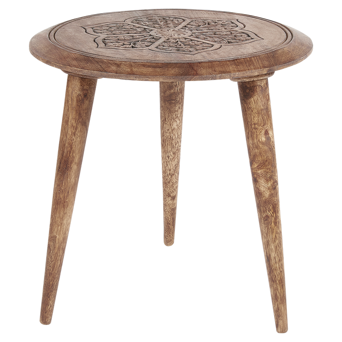 Beliani-TURUA-Bijzettafel set van 2-Donkere houtkleur-Mangohout