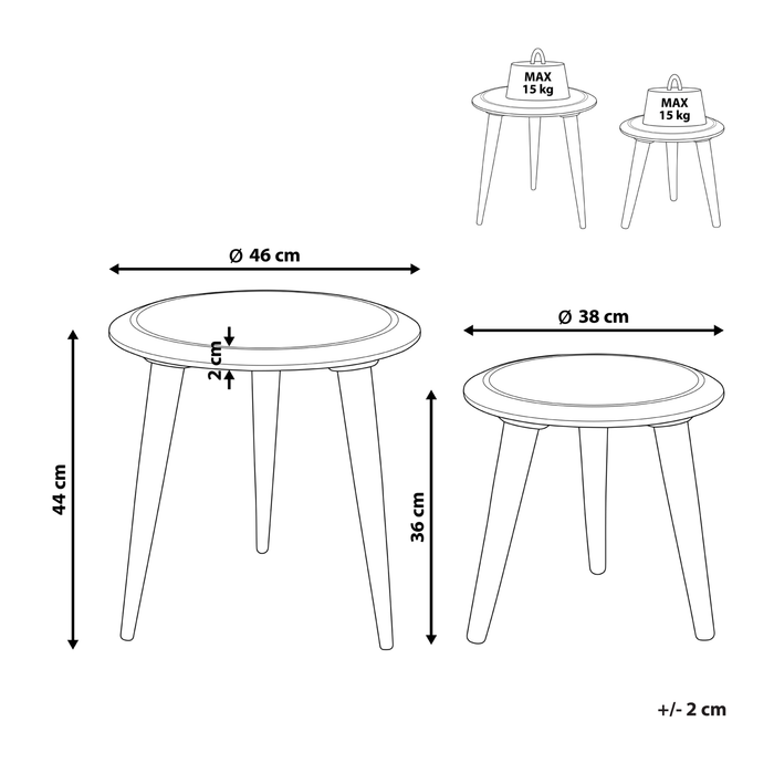 Beliani-TURUA-Bijzettafel set van 2-Donkere houtkleur-Mangohout