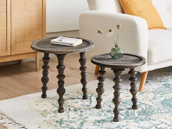 Beliani - MARNOO - Bijzettafel - Donkerbruin - Mangohout