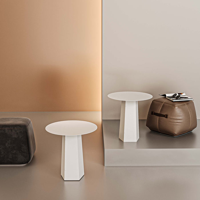 Gorillz Charm Bijzettafel Rond - 50x50 cm - Metaal Koffietafel - Wit