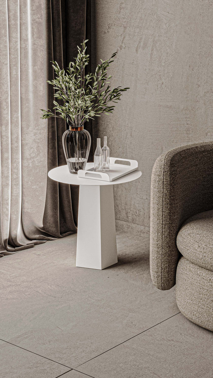 Gorillz Charm Bijzettafel Rond - 50x50 cm - Metaal Koffietafel - Wit