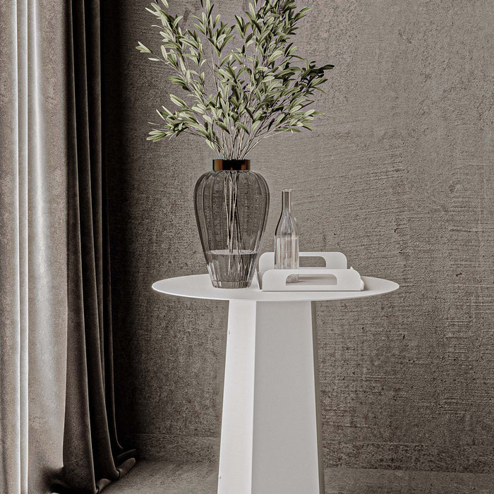 Gorillz Charm Bijzettafel Rond - 50x50 cm - Metaal Koffietafel - Wit