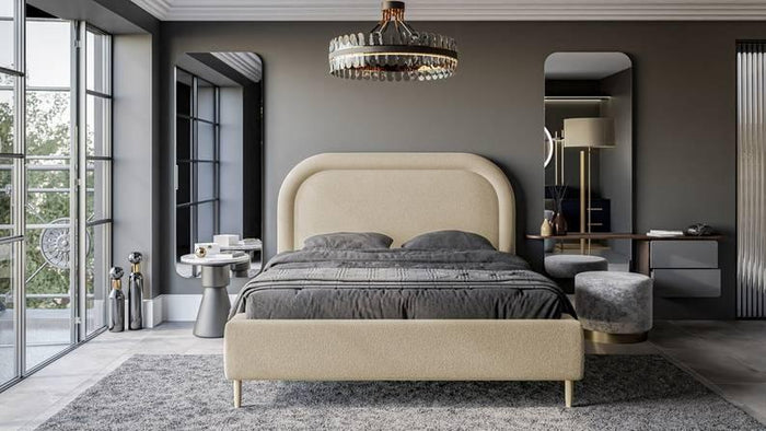 NADUVI Collection Bedframe Lorena chenille 140 x 200 cm