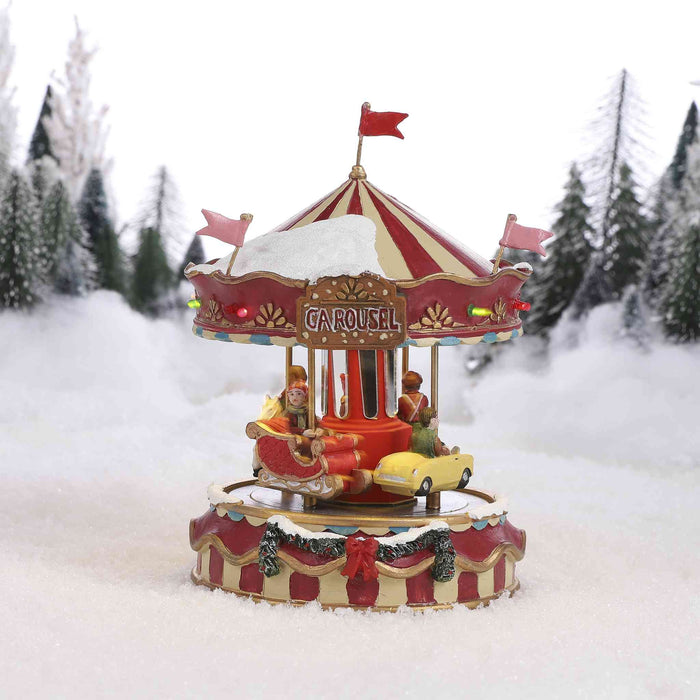 LuVille Kerstdorp Miniatuur Kleine Draaimolen - L13 x B13 x H17,5 cm