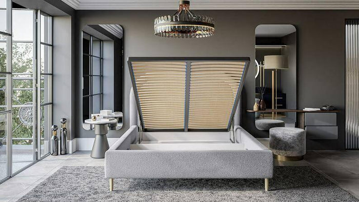 NADUVI Collection Bedframe Lorena chenille 140 x 200 cm