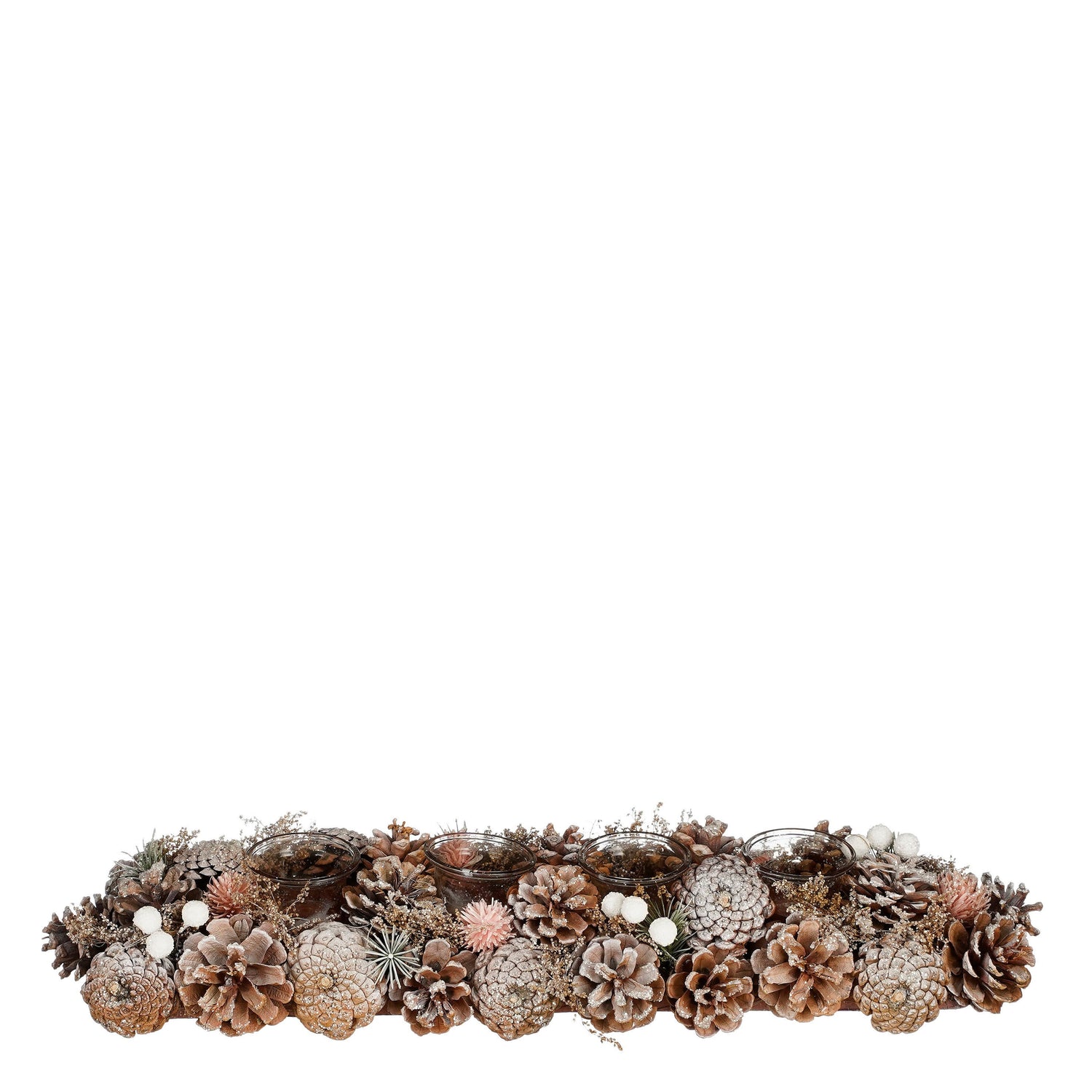 House of Seasons Kerststuk met Theelichthouder - L54 x B17 cm - Perzik