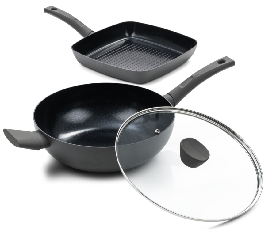 ISENVI Avon Combideal - Grillpan en wokpan met deksel - Ergo