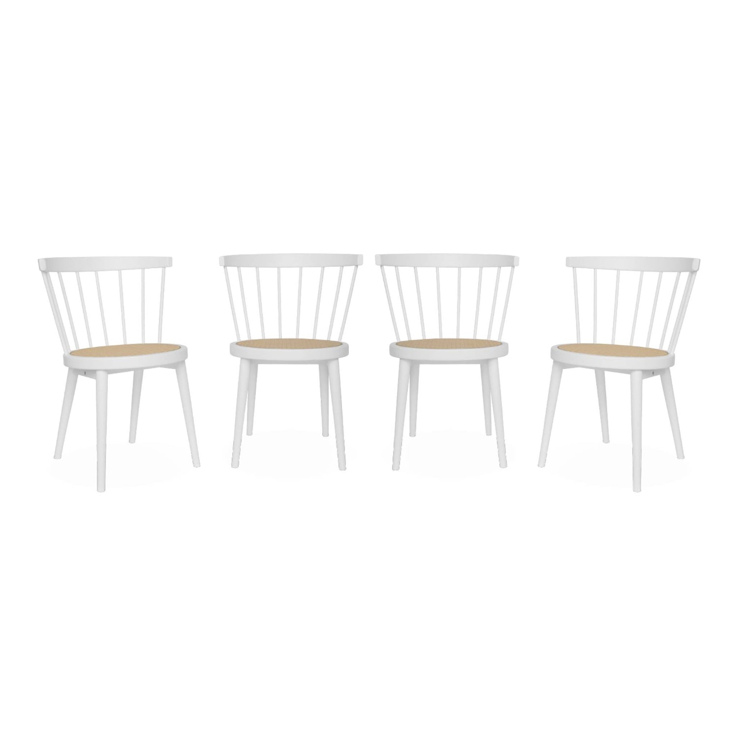sweeek - Houten en rotan stoelen (set van 4)