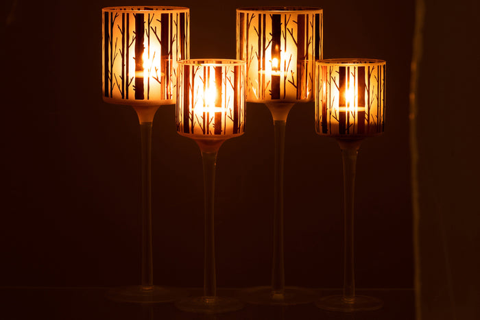 J-Line theelichthouder op boet Boom - glas - bruin - large - 2 stuks