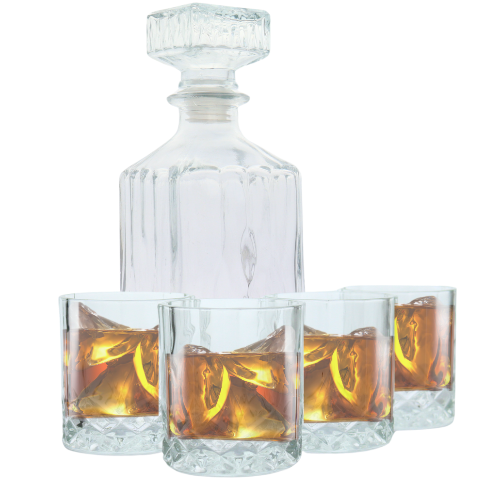 OTIX Whiskey Karaf 4 glazen 5-delig Transparant 900|230 ml Glas