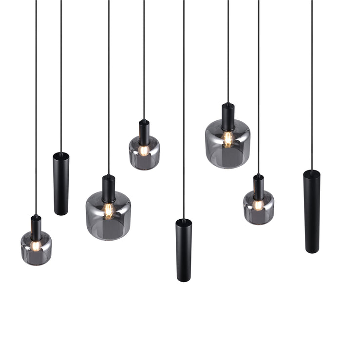 Trio Mataro Hanglamp 8-lichts - Zwart Mat