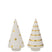 J-Line decoratie kerstboom - keramiek - wit|goud - medium - 2 stuks
