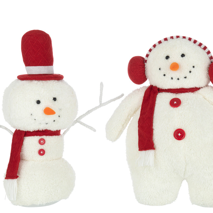 J-Line figuur Sneeuwman Sjaal - textiel - wit|rood - large - 2 stuks
