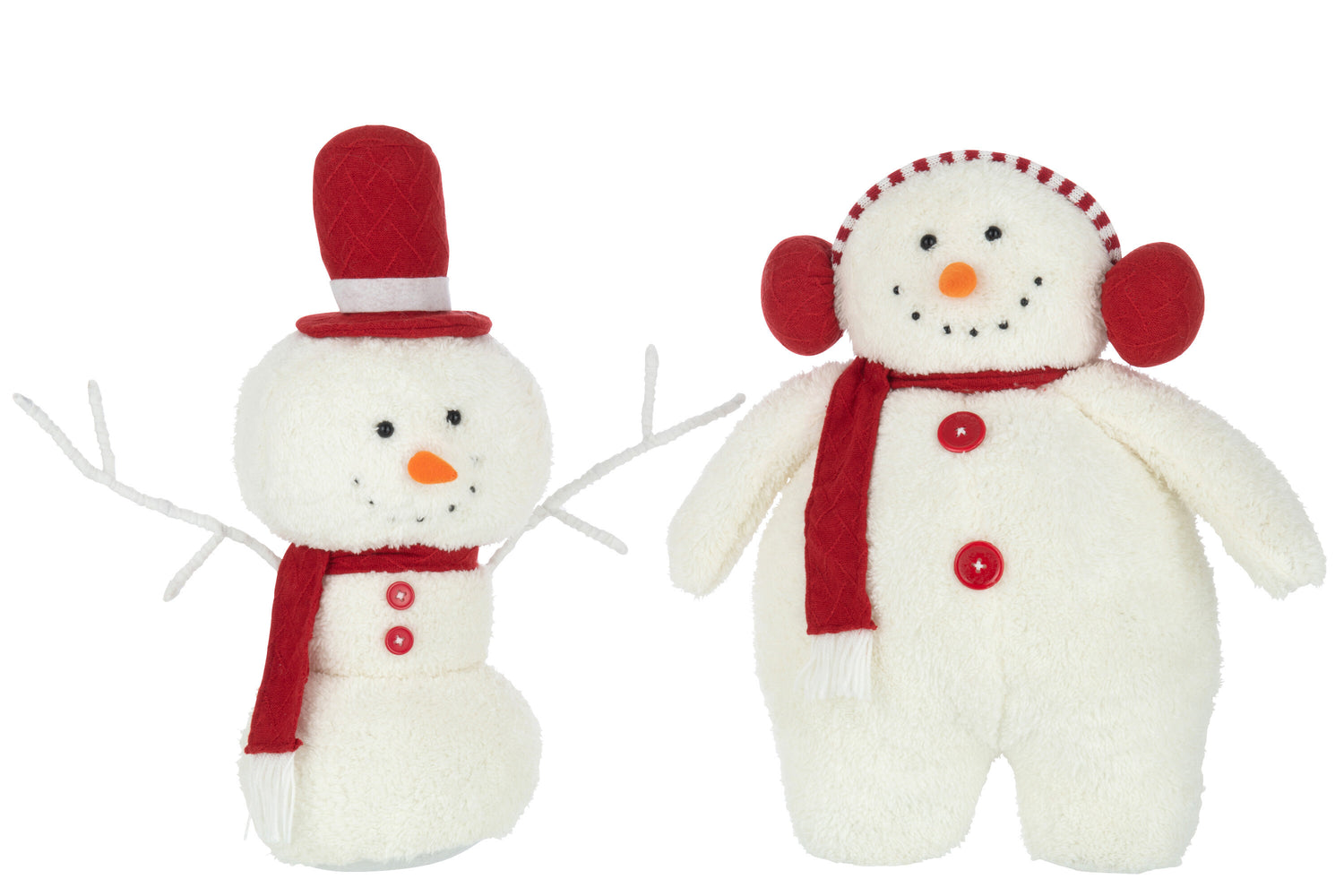 J-Line figuur Sneeuwman Sjaal - textiel - wit|rood - large - 2 stuks