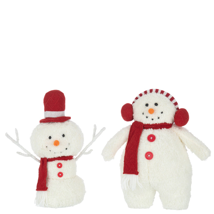 J-Line figuur Sneeuwman Sjaal - textiel - wit|rood - small - 2 stuks