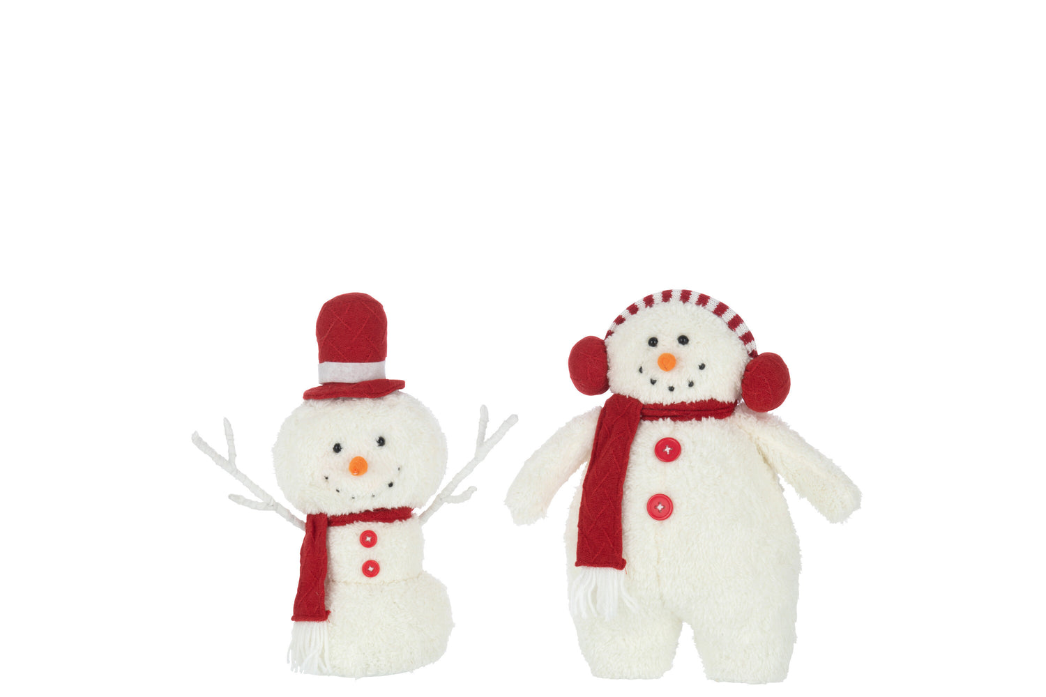 J-Line figuur Sneeuwman Sjaal - textiel - wit|rood - small - 2 stuks