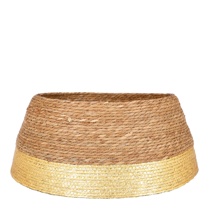 House of Seasons Kerstboomrok - H26 x Ø58 cm - Zeegras - Goud