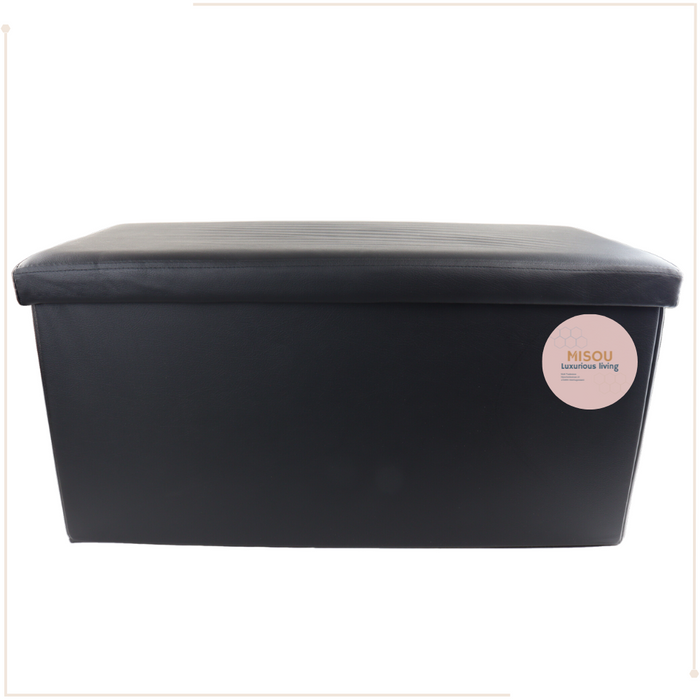 MISOU Poef Opbergbank Opvouwbaar met Opbergruimte Opbergbox Zwart 7...