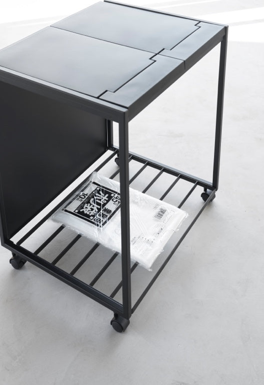 Yamazaki Afvalscheidingsprullenbak met wielen - 2 comp - Tower - Zwart