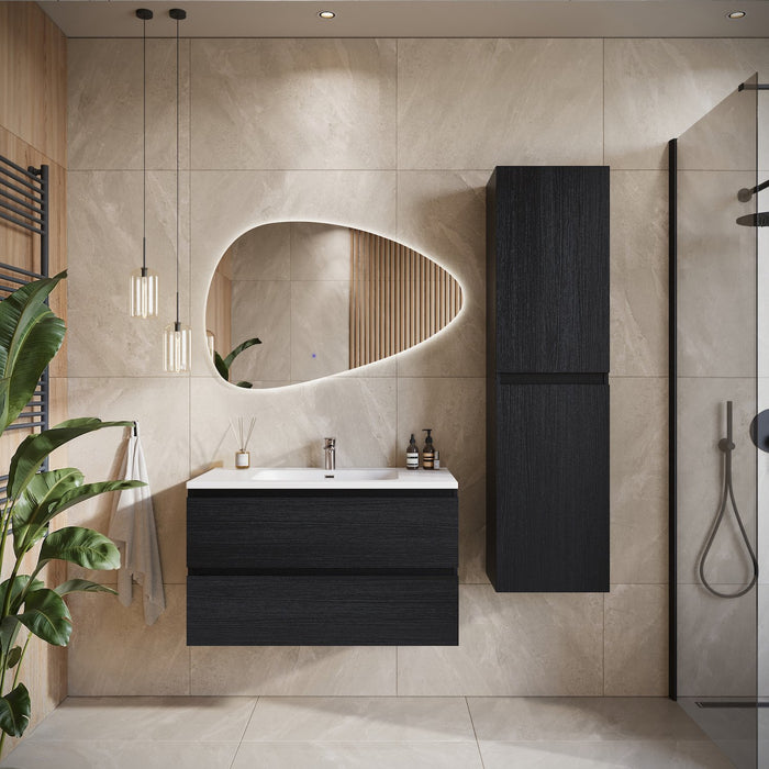 Badplaats Badkamermeubel Set Angela 80cm - Zwart Houtnerf