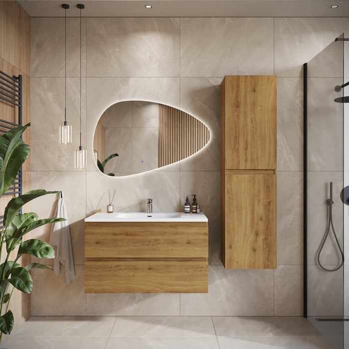 Badplaats Badkamermeubel Set Angela 80cm - Eiken - Badmeubel