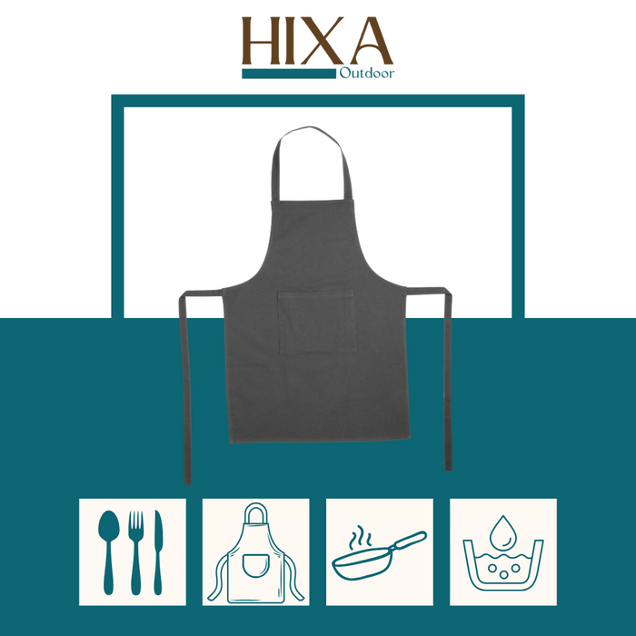 HIXA Schort Donkergrijs Kookschort BBQ Koken Katoen Man Vrouw