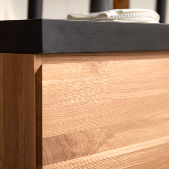 Tikamoon - Nova - Badkamermeubel in massief eiken en lavasteen 120 cm