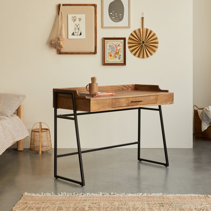 Tikamoon - Hedda - Kinderbureau van massief mangohout en metaal