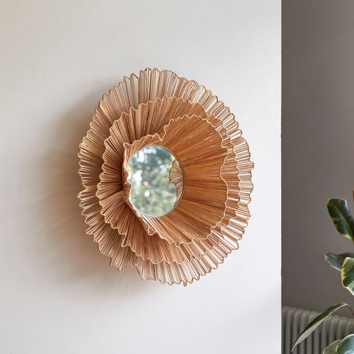 Tikamoon - Ronde spiegel van natuurvezel 70 cm Pia