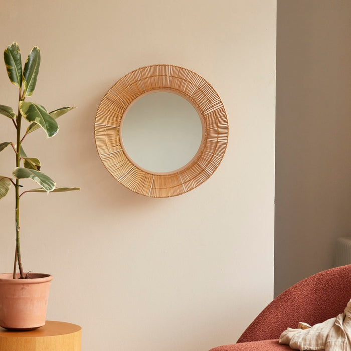Tikamoon - Ronde spiegel van natuurvezel 60 cm Rosie
