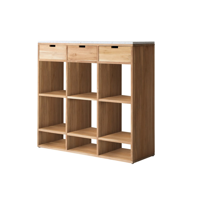 Tikamoon - Miho - Teak en premium terrazzo White bijzettafel