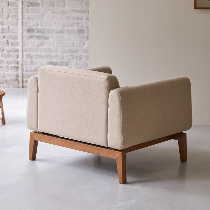 Tikamoon - Bjorn - Fauteuil in massief eiken en ecru stof